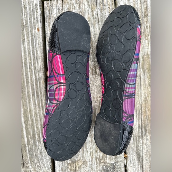 Pink Purple And Black Plaid Sequined Coach Flats Size 7 - Picture 5 of 6